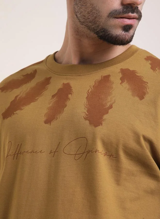 Difference of Opinion Men Oversized Crew Neck Printed T-Shirt