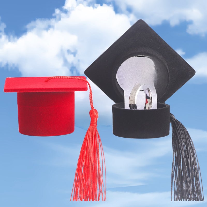 Generic Luxury Graduation Cap Velvet Jewelry Box Custom LOGO (bronzing) 