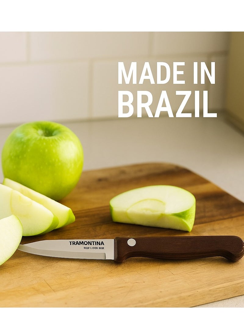 TRAMONTINA Tramontina Since 1911 Made in Brazil – 3″ Polywood Paring Knife | Red Treated Wood Handle | Stainless Steel Precision Blade | Dishwasher Safe  - Image 5