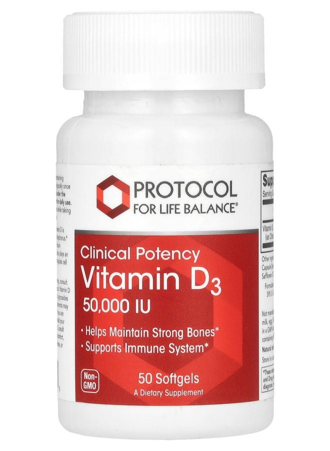 Protocol For Life Balance Clinical Potency Vitamin D3 50000 IU 50 Softgels