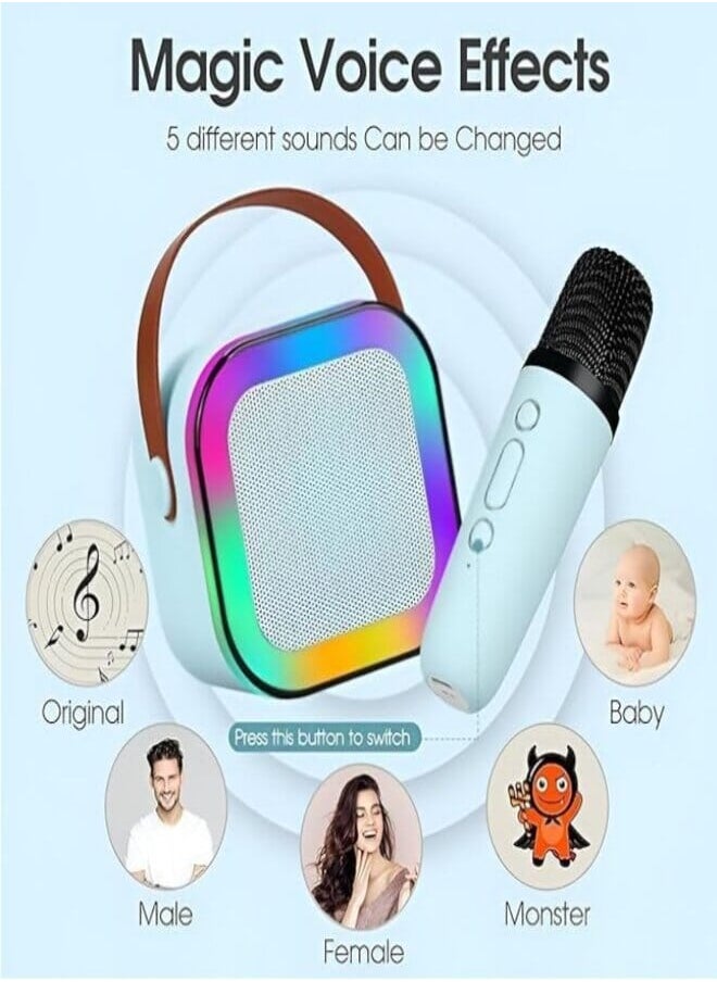 Colorful Bluetooth Speaker with Karaoke Mic System for Home Singing Magic Ai Voice Changer Portable Mini Wireless Speaker with Mike for House Parties…