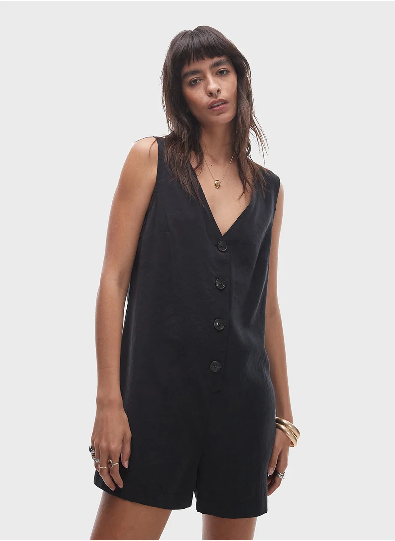 توب شوب Button Down Pocket Detail Playsuit