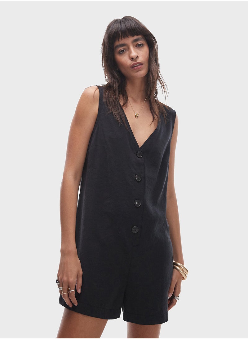 TOPSHOP Button Down Pocket Detail Playsuit  - Image 1