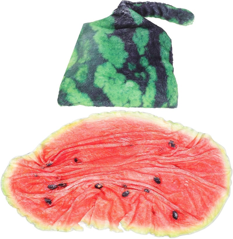 ABOOFAN Watermelon Print Flannel with Cap, Newborn Swaddle Wrap and Boys, Soft Lightweight Nursery Throw Wrap for Sleep and Travel - Image 1