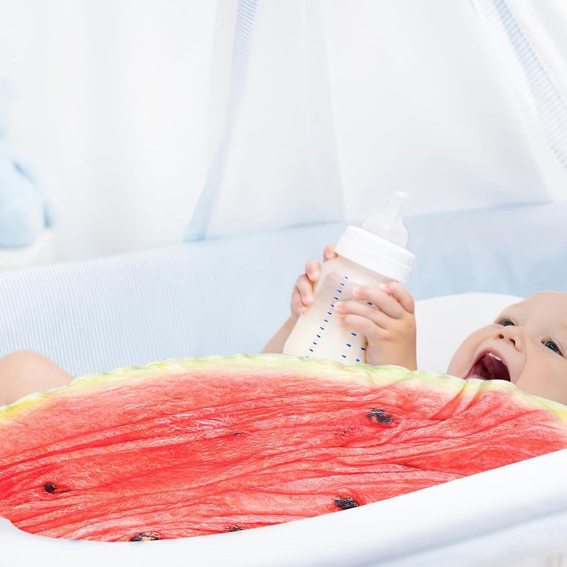 ABOOFAN Watermelon Print Flannel with Cap, Newborn Swaddle Wrap and Boys, Soft Lightweight Nursery Throw Wrap for Sleep and Travel - Image 5