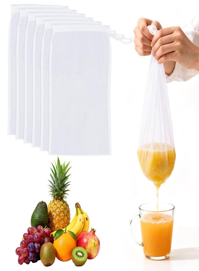 yeabwps 6 Pcs Nut Milk Bag Strainer 12 x 8 Inch Reusable 200 Mesh Fine Nylon Cheesecloth Straining Bags with Drawstring for Juicing, Coffee, Yogurt, Cheese, Tofu, Tea & Fruit Juice(6, 12 x 8 Inch) - Image 1