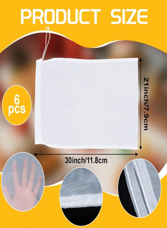 yeabwps 6 Pcs Nut Milk Bag Strainer 12 x 8 Inch Reusable 200 Mesh Fine Nylon Cheesecloth Straining Bags with Drawstring for Juicing, Coffee, Yogurt, Cheese, Tofu, Tea & Fruit Juice(6, 12 x 8 Inch) - Image 2