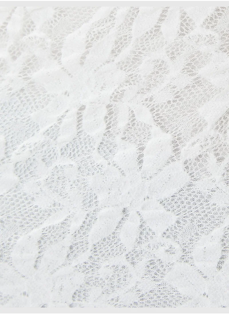 KOTON Long Sleeve Slim Fit Buttoned Lacy Shirt