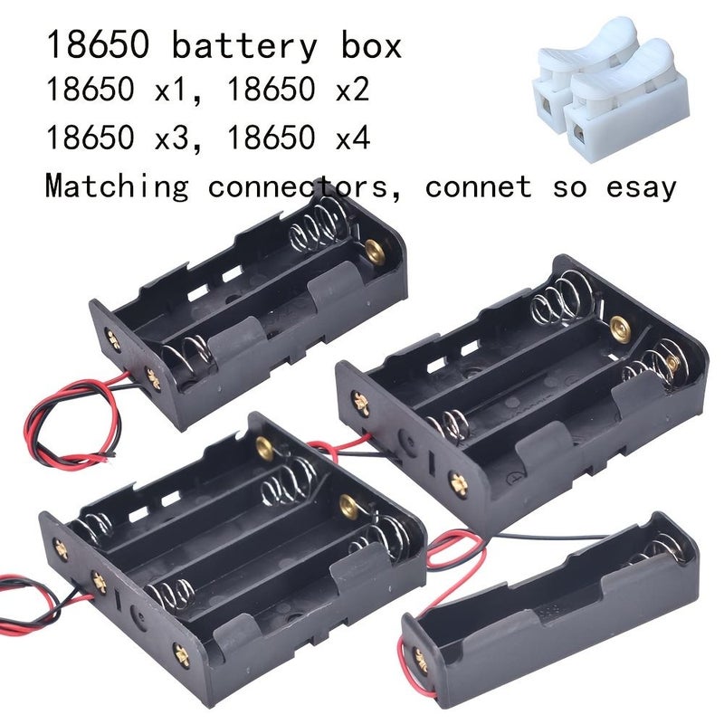 حامل بطارية واحد من فئة PC 18650 مع موصل سلكي وصندوق تخزين بلاستيكي، بدون بطاريات. - Image 1