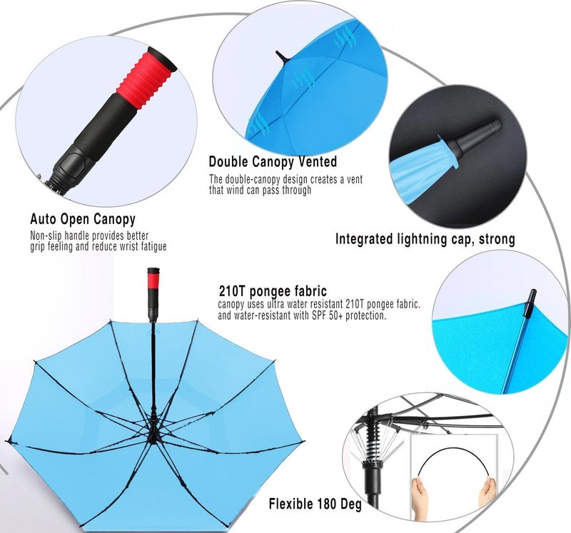 SIEPASA Golf Umbrella Large 62/68/72 Inch Automatic Open Golf Umbrella Extra Large Oversize Double Canopy Vented Umbrella Windproof Waterproof for Men and Women. - Image 4