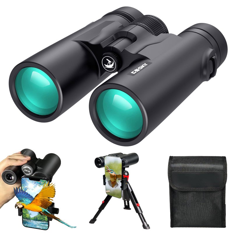 Gosky 8x42 Roof Prism Binoculars for Adults HD Professional Binoculars for Bird Watching Travel Stargazing Hunting Concerts SportsBAK4 Prism FMC Lenswith Phone Mount Tripod Strap Carrying Bag