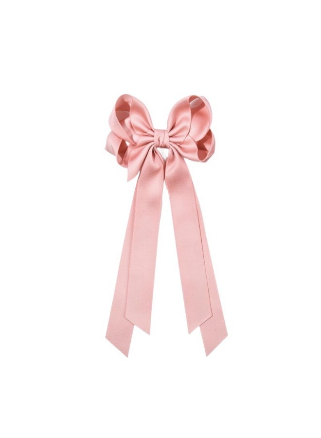 2Pcs Big Bow Hair Clips Knotted Bowknot Spring Snap Barrettes Hair Clips with Long Ribbon for Women Girls - Image 2