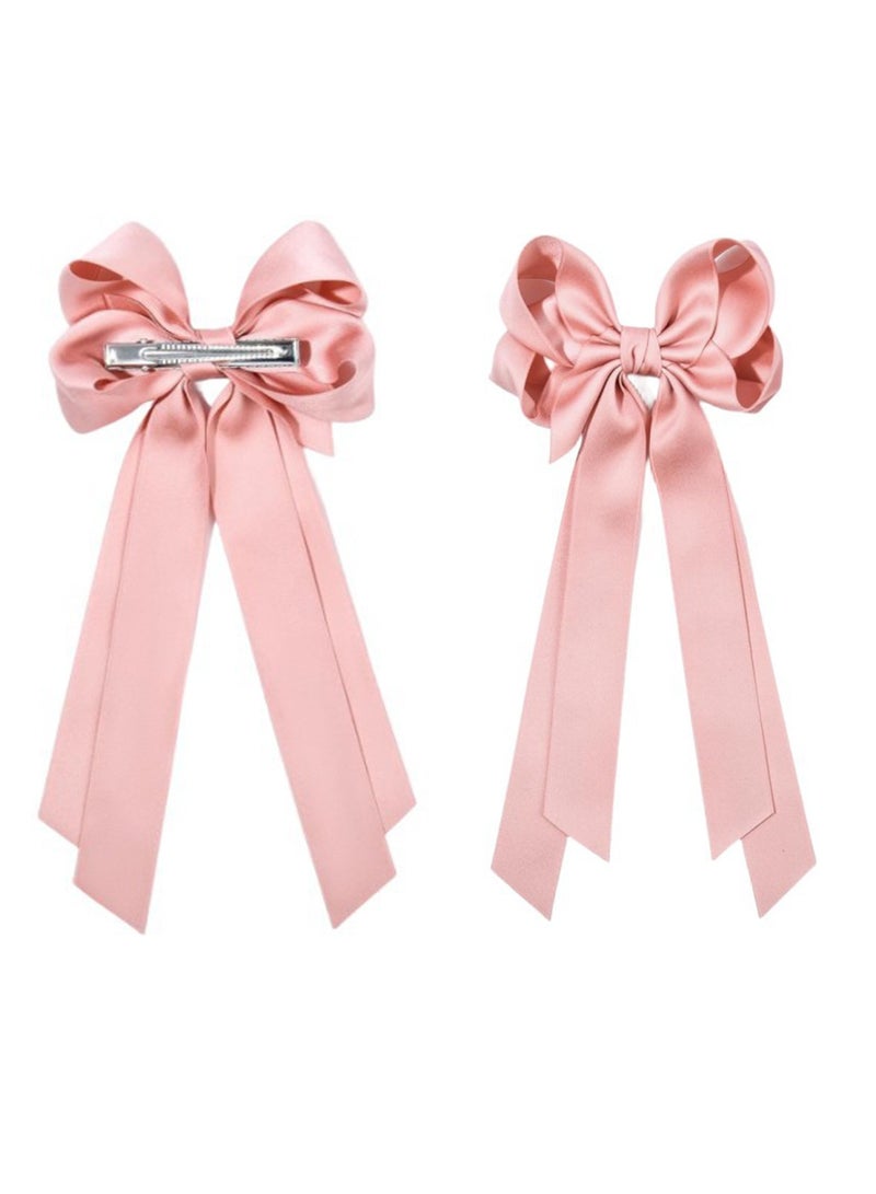 2Pcs Big Bow Hair Clips Knotted Bowknot Spring Snap Barrettes Hair Clips with Long Ribbon for Women Girls - Image 4