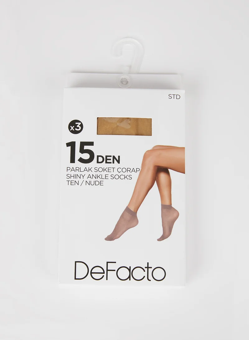 DeFacto 15 Denier Fit 3-Pack Short Sheer Socks