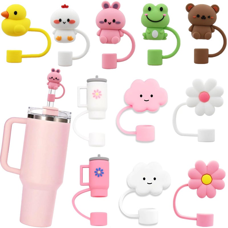 LDKEKDF LDKEDKF 11Pcs Straw Cover for Stanley Cup Silicone Straw Topper for Stanley Cup 3040oz with Tumblers 10mm 04in Lid Accessories Reusable