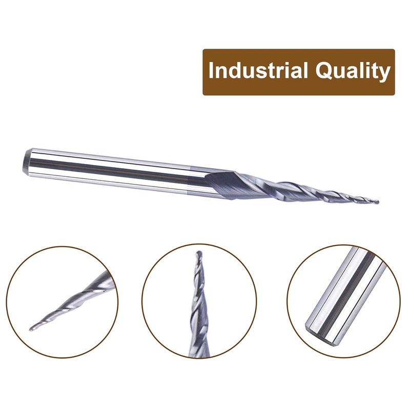 SpeTool 5Pcs Tapered Ball Nose Carving End Mill 1/8 inch Shank 0.25MM Radius (0.5MM Diameter) Tips 3D Woodworking Tool CNC Router Bits - Image 3