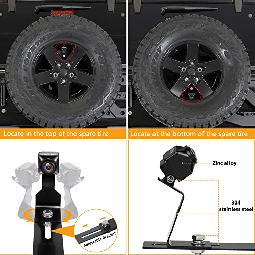 NATIKA Backup Camera for 2007-2018 Jeep Wrangler JK: Starlight Night Vision 720P AHD and TVI Waterproof HD Spare Tire Mount Backup Reverse Rear View Camera for Jeep Wrangler JK 2007-2018 - Image 3