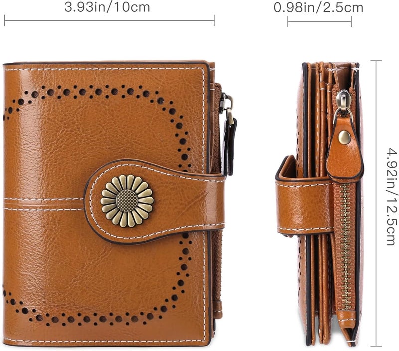 SENDEFN Small Womens Wallet Leather Bifold Card Holder RFID Blocking with Zipper Coin Pocket - Image 3