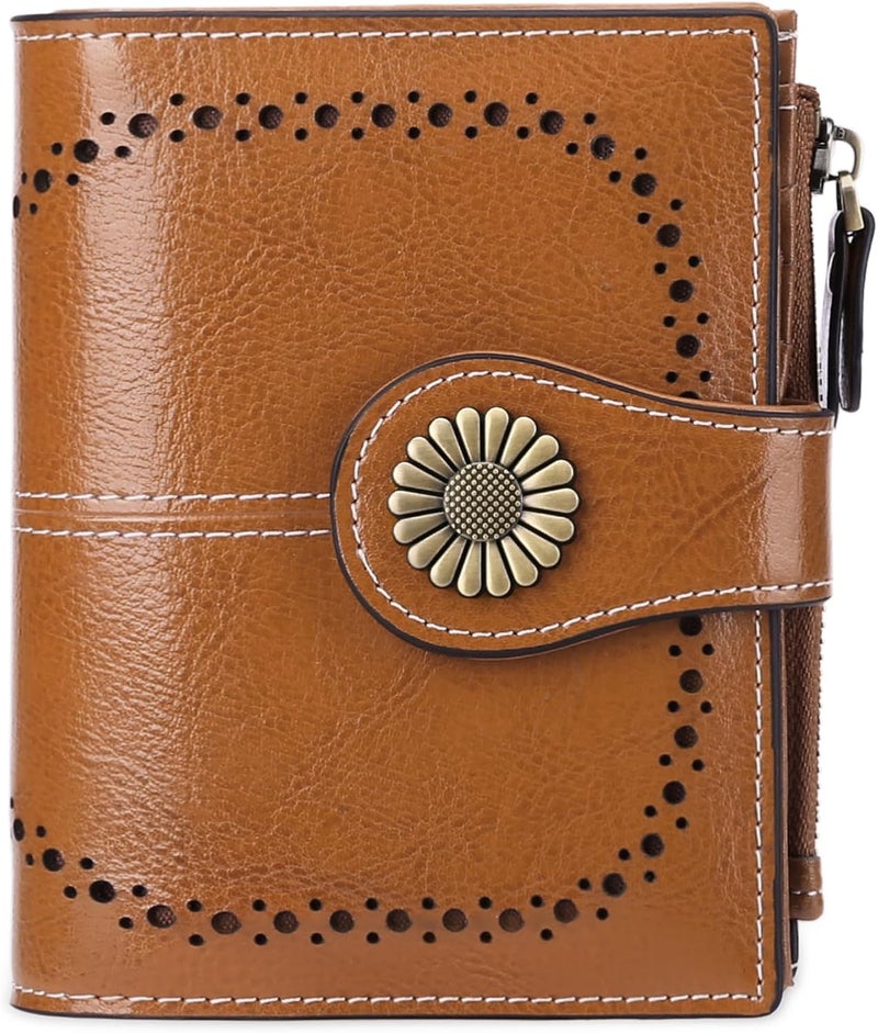 SENDEFN Small Womens Wallet Leather Bifold Card Holder RFID Blocking with Zipper Coin Pocket - Image 1