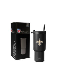 Simple Modern Simple Modern Officially Licensed NFL New Orleans Saints 30 oz Tumbler with Flip Lid and Straws | Insulated Cup Stainless Steel | Gifts for Men Women | Trek Collection | New Orleans Saints  - Image 1