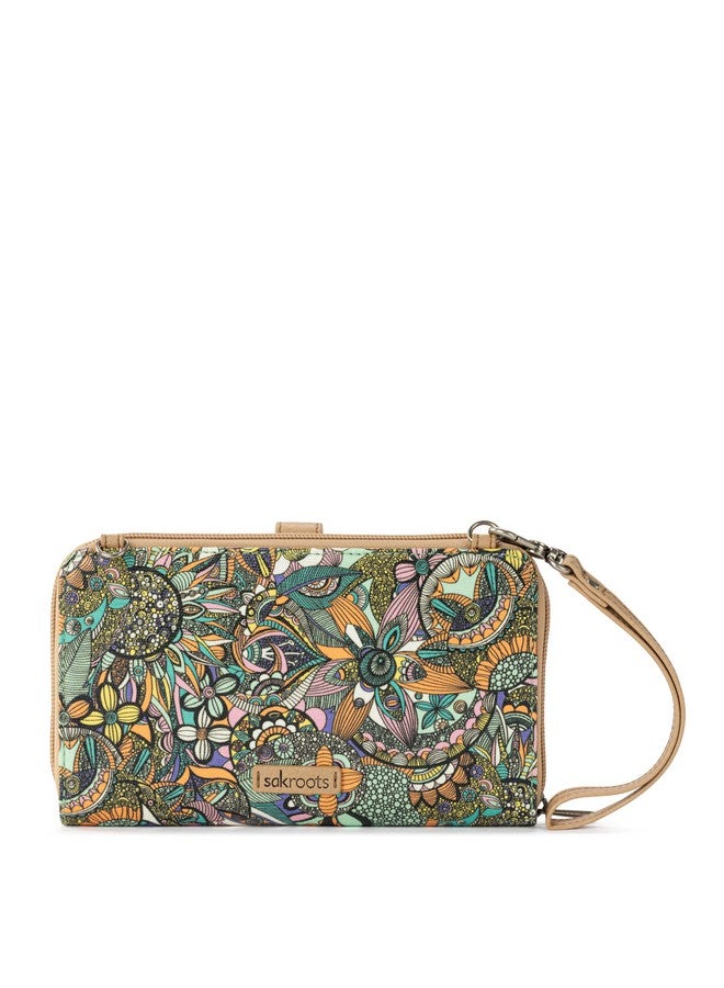 Sakroots Artist Circle Smartphone Crossbody In Coated Canvas Detachable Wristlet Strap Mint Spirit Desert - Image 4