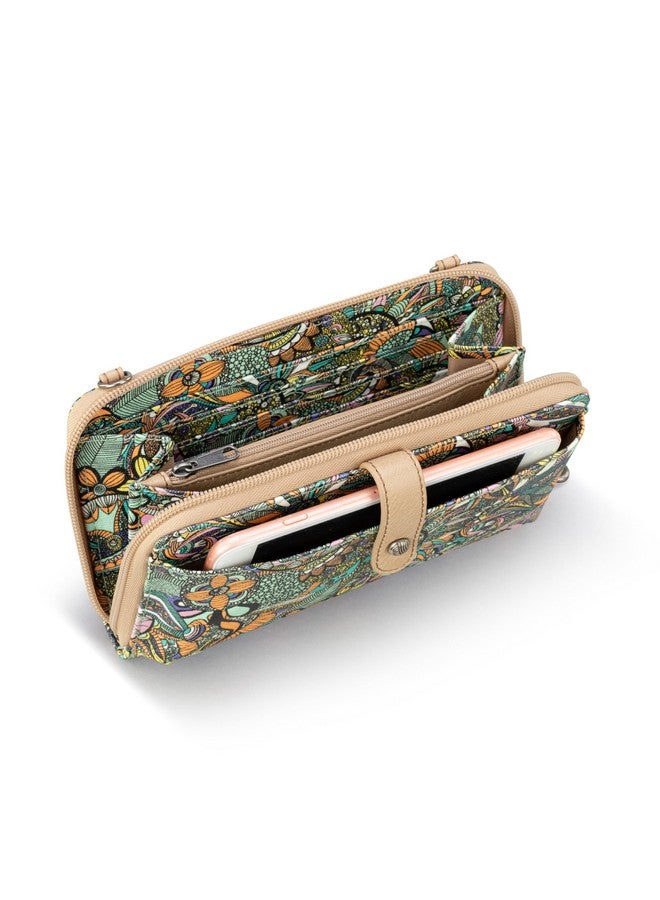 Sakroots Artist Circle Smartphone Crossbody In Coated Canvas Detachable Wristlet Strap Mint Spirit Desert - Image 3