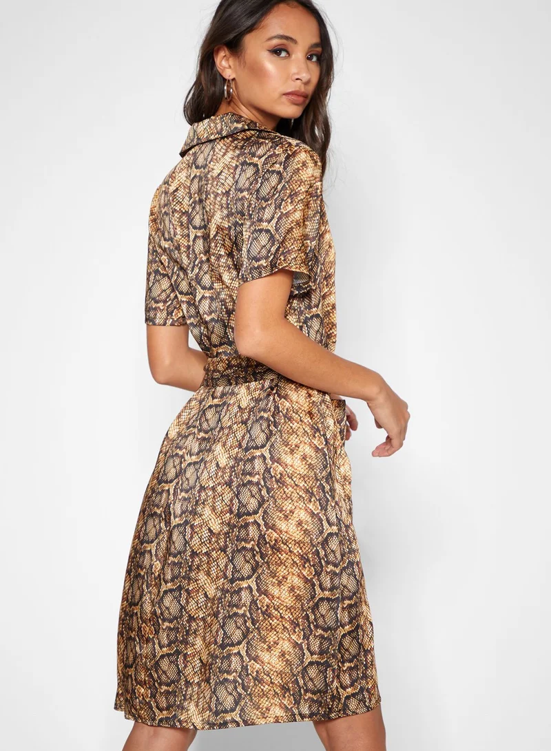 NA-KD Snake Print Midi Dress