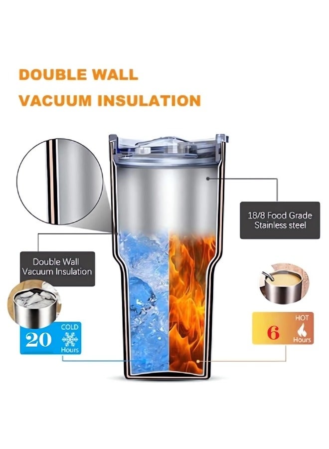 GGEROU 1.2L Tumbler with Lid and Straw Stainless Steel Insulated Tumblers with Handles Water Bottle Travel Coffee Mug Tumbler Cups for Cold and Hot Beverages, Black - Image 5