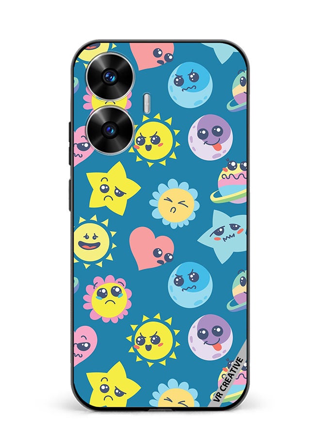 VR CREATIVE Protective Case Cover For Realme C55 Various Cartoon Emoticons Design Multicolour - Image 1