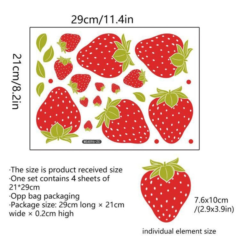 Arawat Strawberry Decor 8 Sheets / 184pcs Strawberry Stickers for Kitchen Bathroom Bed Room Decords Decor - Image 4