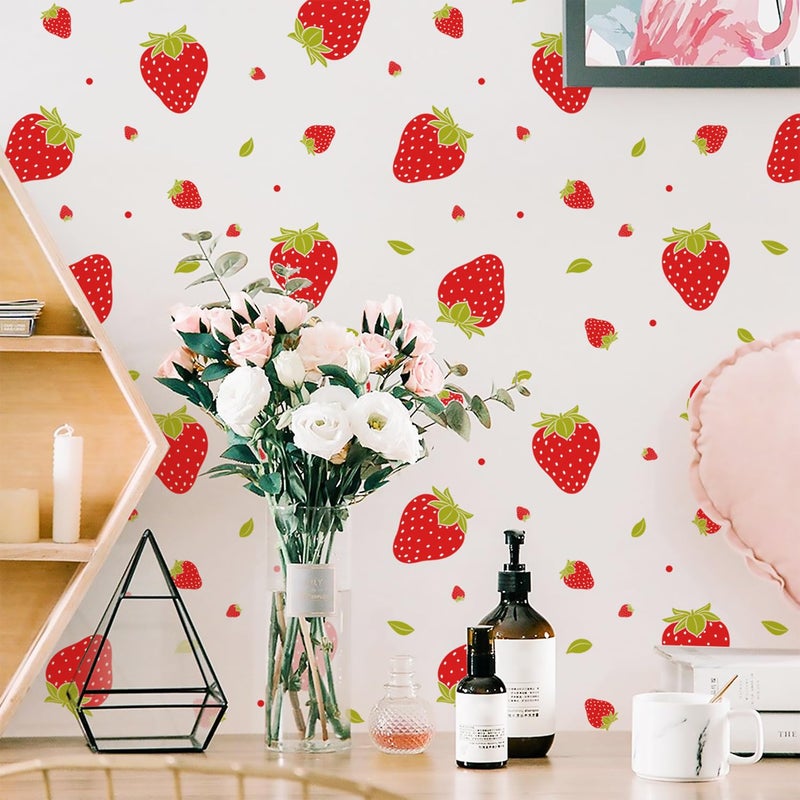 Arawat Strawberry Decor 8 Sheets / 184pcs Strawberry Stickers for Kitchen Bathroom Bed Room Decords Decor - Image 3