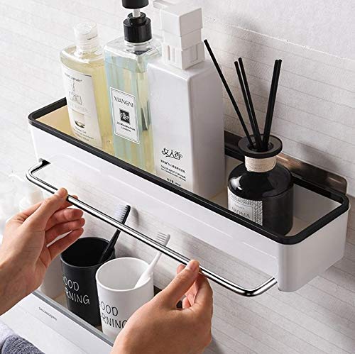 SEMITO Self Adhesive Bathroom and Kitchen Storage Rack, Bathroom Shelf with Napkin Towel Holder, Heavy Duty ABS Material, White, Pack of 1 - Image 5