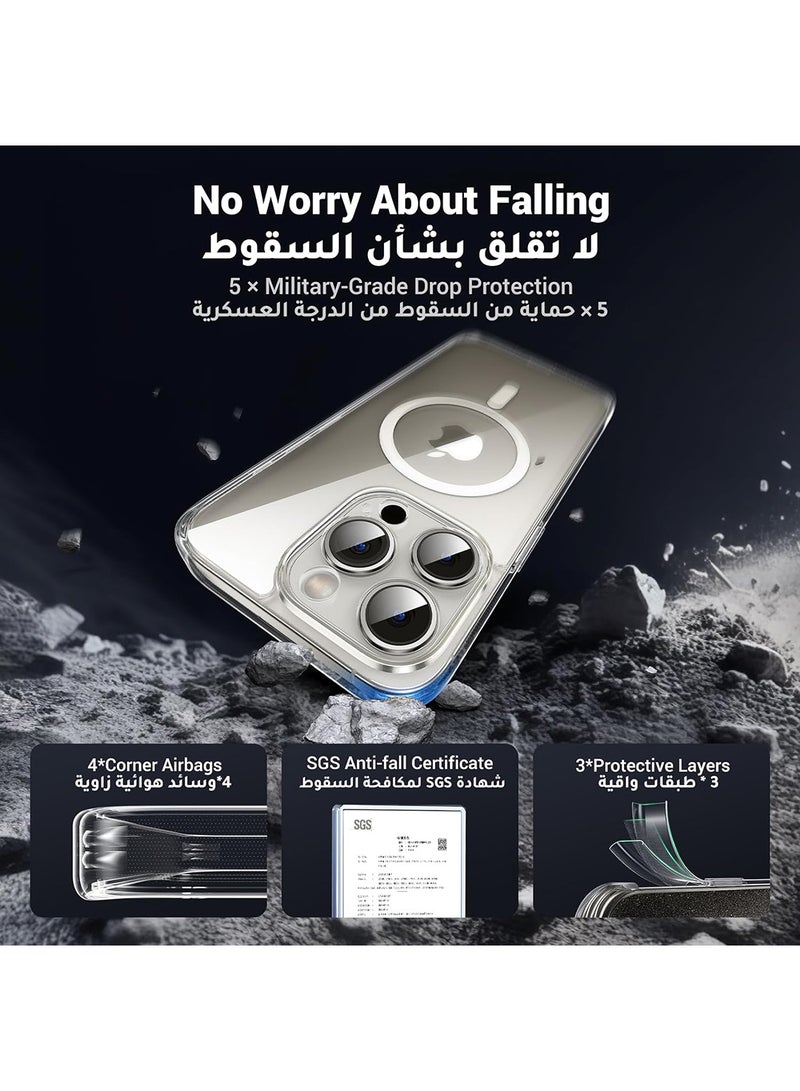 Concretization iPhone 15 Pro Magsafe Case Clear, N52 Stronger Magnets, Shockproof Military-Grade Protection, iPhone 15 Pro Cover Anti-Yellow And Anti-Scratch, Ultra Slim, Magnetic Cover for 15 Pro 6.1-Inch - Clear - Image 4