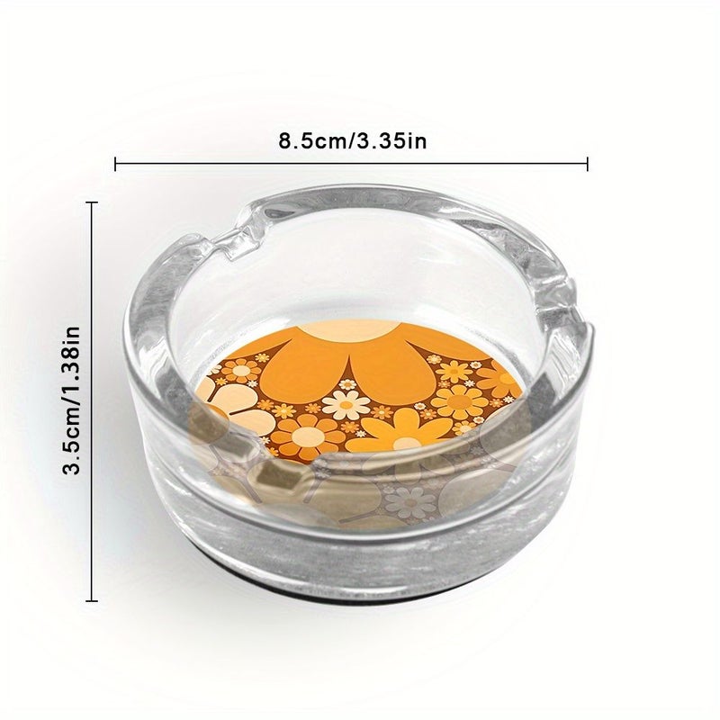 Vintage 70s Floral Round Ashtray with Non-Slip Base 1pc Home Office Decor - Image 4
