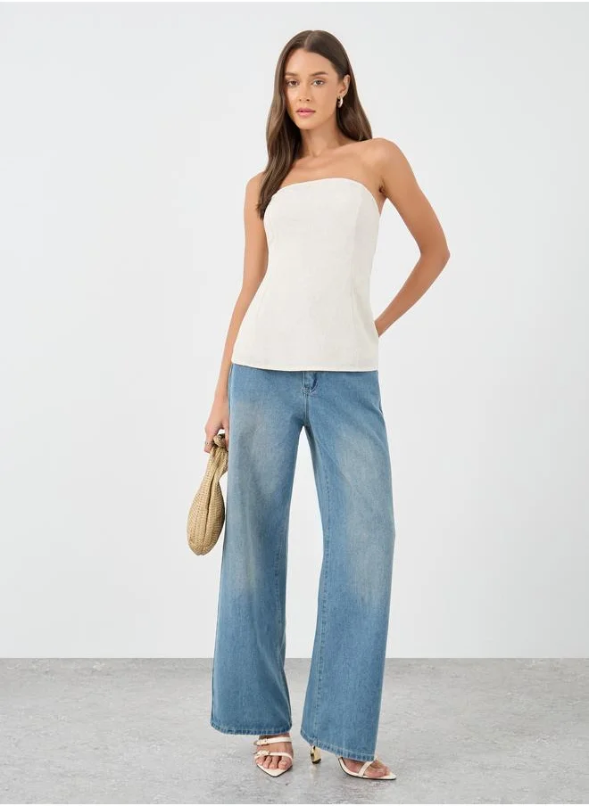 Styli Styli Linen Look Bandeau Neck Top