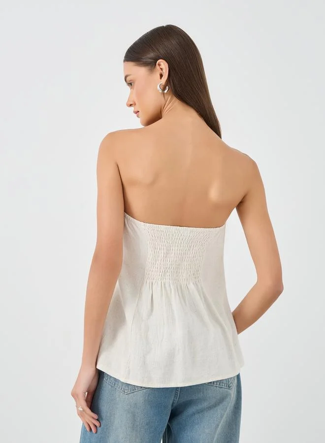 Styli Linen Look Bandeau Neck Top