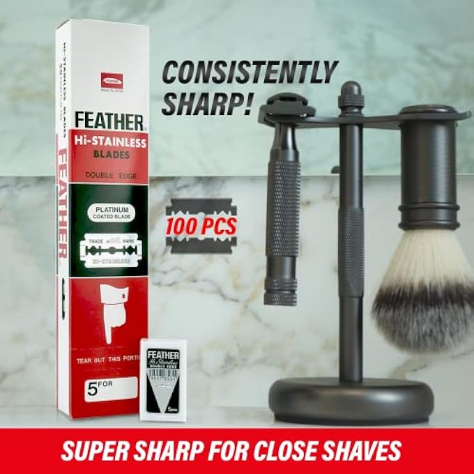 فيذر ريشة 100 شفرات حلاقة مزدوجة الحافة من البلاتين HiStainless 5s - Image 3
