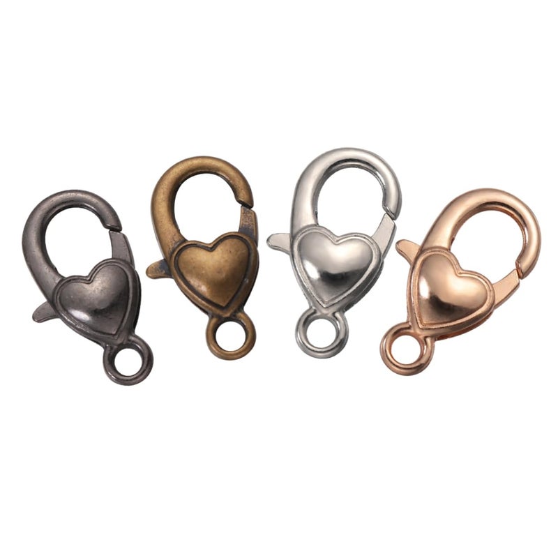 40 Pcs Heart Shape Lobster Clasp Charms Alloy Jewelry Making Accessories - Image 2