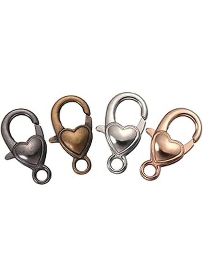 40 Pcs Heart Shape Lobster Clasp Charms Alloy Jewelry Making Accessories - Image 1