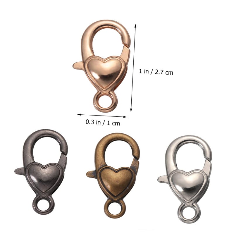 40 Pcs Heart Shape Lobster Clasp Charms Alloy Jewelry Making Accessories - Image 3