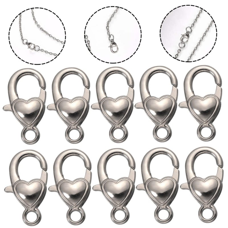 40 Pcs Heart Shape Lobster Clasp Charms Alloy Jewelry Making Accessories - Image 4