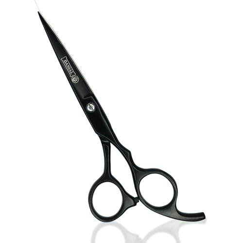DANIAL High Carbon Razor Cut Stainless Steel Hair Cutting Scissors - Professional Barber Scissors for Men and Women - Ideal for Beard, Moustache, and Nose Trimming 7 INCH (BLACK) - Image 1