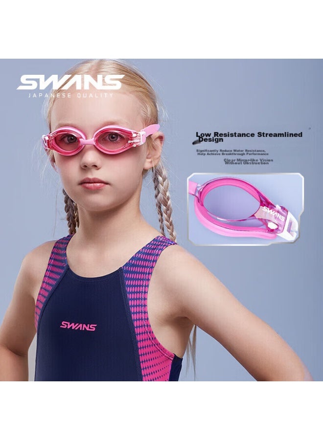 Swans Children's Swimming Goggles, High-definition Anti-fog Waterproof, For Boys And Girls, Youth Professional Training Swim Gl, Pink - Image 2