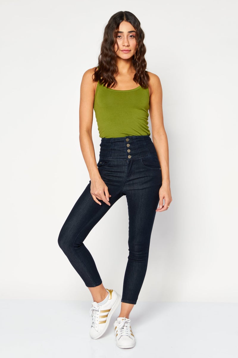 VERO MODA Women Regular Fit Washed Denim Jeans, Navy - Image 3