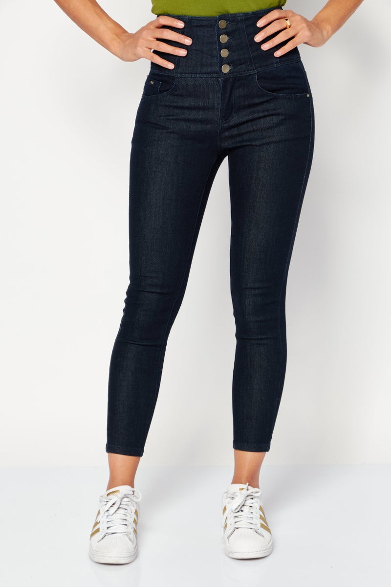 VERO MODA Women Regular Fit Washed Denim Jeans, Navy - Image 1