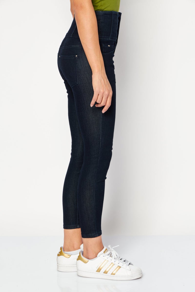 VERO MODA Women Regular Fit Washed Denim Jeans, Navy - Image 4
