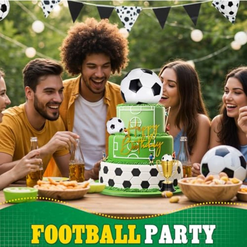 Large Ball Cake Toppers 8pcs Include 5 Balls of Different Sizes 2 Trophies and 1 Happy Birthday Sign for Cake Decoration Sport Theme Party Ceremony - Image 5