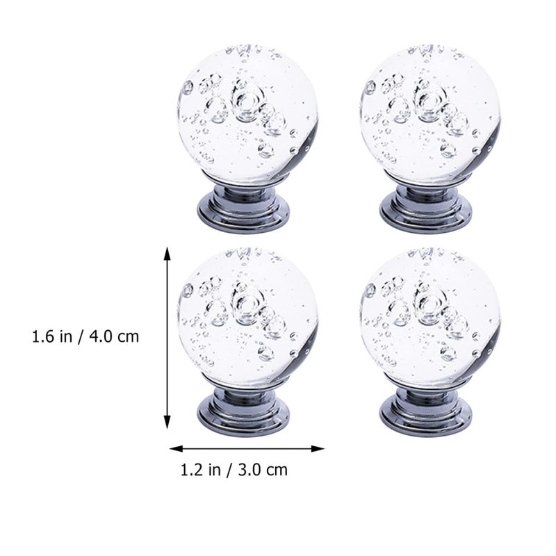 4Pcs Clear Crystal Cabinet Door Pull Handles For Wardrobe Cupboard Drawer - Image 3