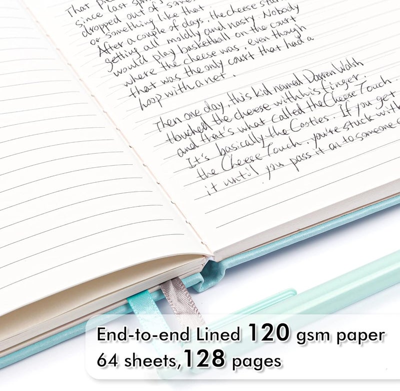 Feela 3 Pack Notebooks Journals Bulk, Hardcover Notebook Classic Ruled Lined Journals with Pen Holder for Women Girls School Business Supplies, with 3 Black Pens, 120 GSM, 5.1”x8.3”, A5, Sky Blue - Image 3