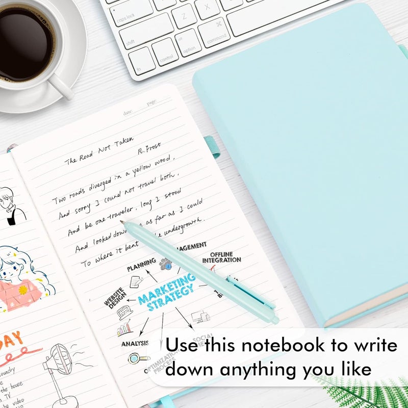 Feela 3 Pack Notebooks Journals Bulk, Hardcover Notebook Classic Ruled Lined Journals with Pen Holder for Women Girls School Business Supplies, with 3 Black Pens, 120 GSM, 5.1”x8.3”, A5, Sky Blue - Image 4